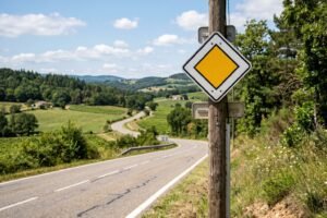 Panneau losange jaune et blanc : signification et règles