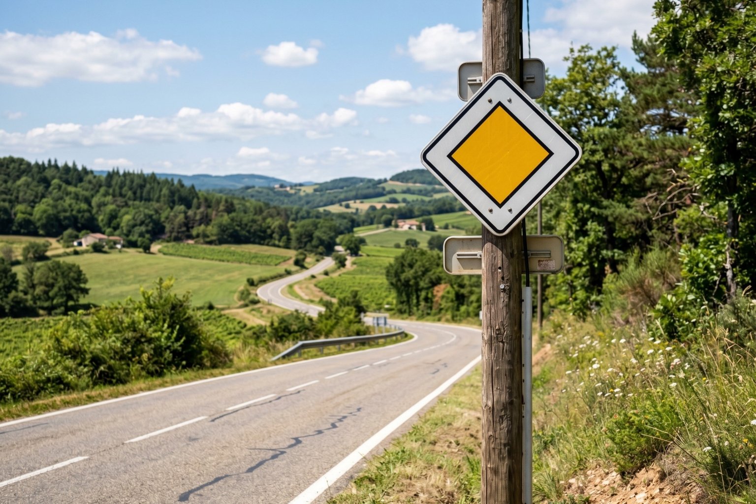 Panneau losange jaune et blanc : signification et règles